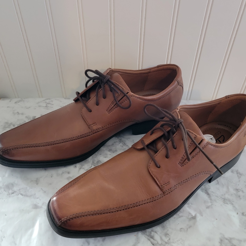 "CLARK'S" Men's Lace Up Oxford Brown Leather Dress Shoes Size 11
